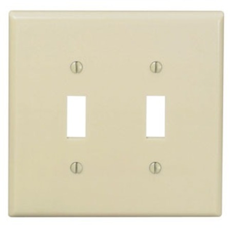 LEVITON Toggle Switch Wall Plate, 2 Gang, Ivory 80509-I